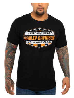 Harley-Davidson Men's Free Shape Crew-Neck Short Sleeve Cotton T-Shirt, Black - Wisconsin Harley-Davidson