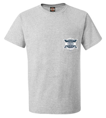 Harley-Davidson Men's Tremble Short Sleeve Chest Pocket Tee, Athletic Heather - Wisconsin Harley-Davidson