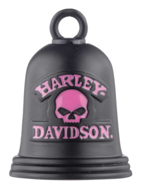 Harley-Davidson Pink Willie G Skull Logo Motorcycle Ride Bell, Black Finish - Wisconsin Harley-Davidson