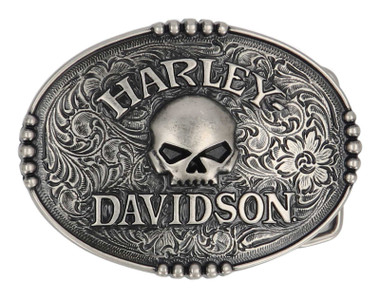 Harley-Davidson® Men's H-D Raised Text Belt Buckle - Nickel Silver