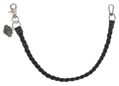 Harley-Davidson Men's Bar & Shield Braided Leather Wallet Chain, Black - Wisconsin Harley-Davidson