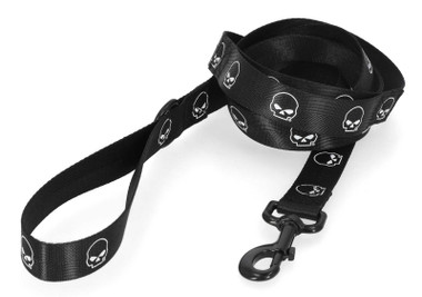 Harley-Davidson Willie G Skull Logos Polyester Dog Leash, Matte Black Finish - Wisconsin Harley-Davidson