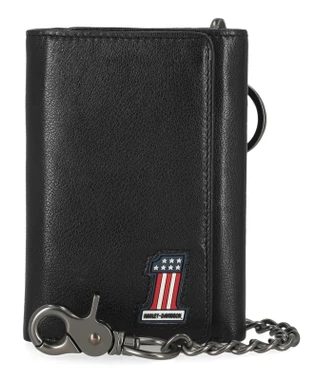 Harley-Davidson Men's #1 RWB Genuine Leather Medium Trifold Chain Wallet - Wisconsin Harley-Davidson