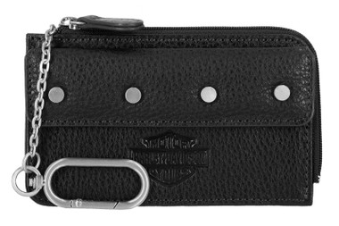 Harley-Davidson Women's Core Stud B&S Leather Key Card Case Wallet, Black - Wisconsin Harley-Davidson