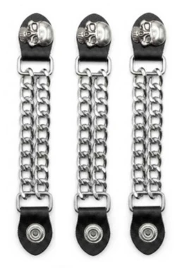 Derringer Men's 4 in. 3-Pack Skull Double Metal Chain Vest Extender w/ Snaps - Wisconsin Harley-Davidson