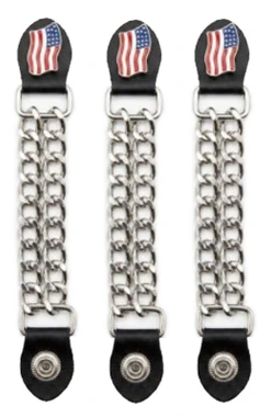 Derringer Men's 4 in. 3-Pack American Flag Double Metal Chain Vest Extender - Wisconsin Harley-Davidson