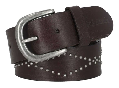 Harley-Davidson Women's Diamond Stud Bar & Shield Logo Leather Belt, Brown - Wisconsin Harley-Davidson