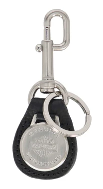 Harley-Davidson Engraved Bar & Shield Medallion Genuine Leather Key Fob, Black - Wisconsin Harley-Davidson