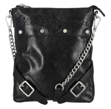 Harley-Davidson Women's Corner Buckle Genuine Leather Crossbody Purse, Black - Wisconsin Harley-Davidson