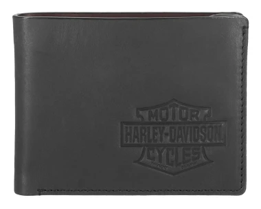 Harley-Davidson Men's Vintage Bar & Shield Leather Billfold Wallet, Black - Wisconsin Harley-Davidson