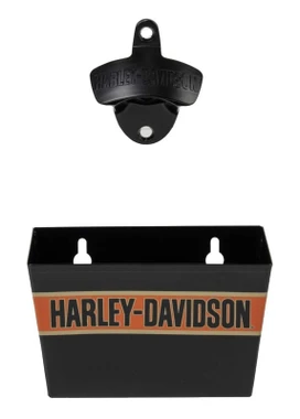Harley-Davidson Two-Piece Trenton Wall Mount Zinc Alloy Bottle Opener, Black - Wisconsin Harley-Davidson
