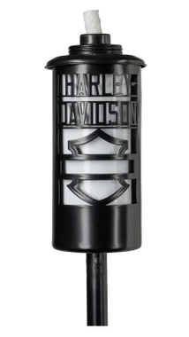 Harley-Davidson Cutouts Open Bar & Shield Stake Steel Torch Lamp, Black - Wisconsin Harley-Davidson