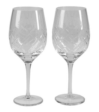 Harley-Davidson 15 oz. Debossed Willie G Skull Crystal Wine Glass Set - Wisconsin Harley-Davidson