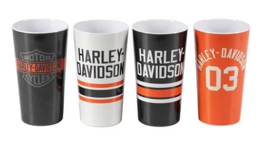 Harley-Davidson Set of Four 15 oz. Varsity Inspired Melamine Cup Set - Wisconsin Harley-Davidson