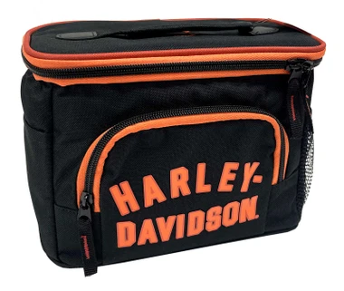 Harley-Davidson Printed H-D Insulated Lunch Box Tote, Black/Orange - Wisconsin Harley-Davidson