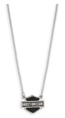 Harley-Davidson Women's Onyx Stone Bar & Shield Small Pendant Necklace, Silver - Wisconsin Harley-Davidson