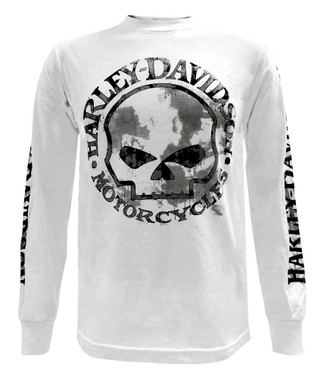 Harley-Davidson Men's Shirt, Willie G Skull Long Sleeve Tee, White 30296646 - Wisconsin Harley-Davidson