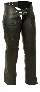 Milwaukee Leather Men's Vented Leather Chaps w/ Reflective Piping