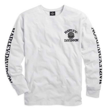 Harley-Davidson Maglia Uomo Maniche Lunghe Girocollo Eagle Piston, Cotone, Nero 30299947, Grafica Aquila E Pistoni Sul Retro