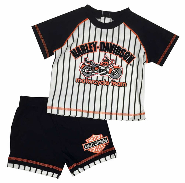 Harley-Davidson Little Boys' Jersey Short - Tee Set, White/Black/Orange. 2072511 - Wisconsin Harley-Davidson