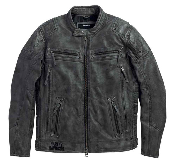 Harley-Davidson Men's Carboy Leather Jacket Multi Pocket, Charcoal 97105-16VM - Wisconsin Harley-Davidson