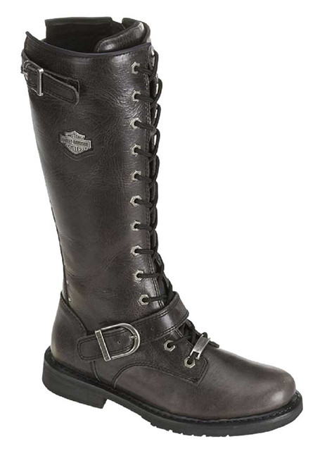 Harley-Davidson Womens Jill 13-Inch Gunmetal Leather Motorcycle Boots. D83721 - Wisconsin Harley-Davidson