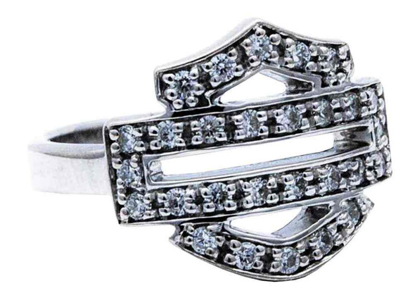 Harley-Davidson Women's Bling Bar & Shield Outline Ring, Sterling Silver HDR0378 - Wisconsin Harley-Davidson