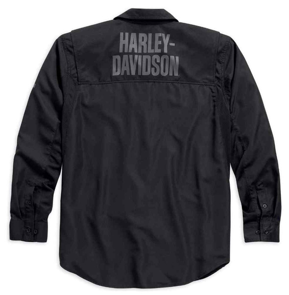 Harley-Davidson® Long Sleeve Performance Button Front Shirt, Black