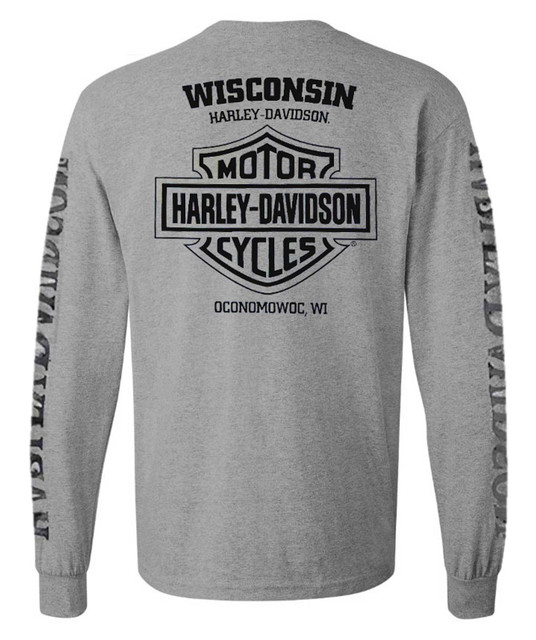 Harley-Davidson® Men's Shirt, Willie G Skull Long Sleeve Tee, Gray