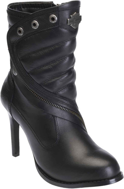 Harley-Davidson Women's Olanta High-Heel Black Leather Fashion Boots. D83784 - Wisconsin Harley-Davidson