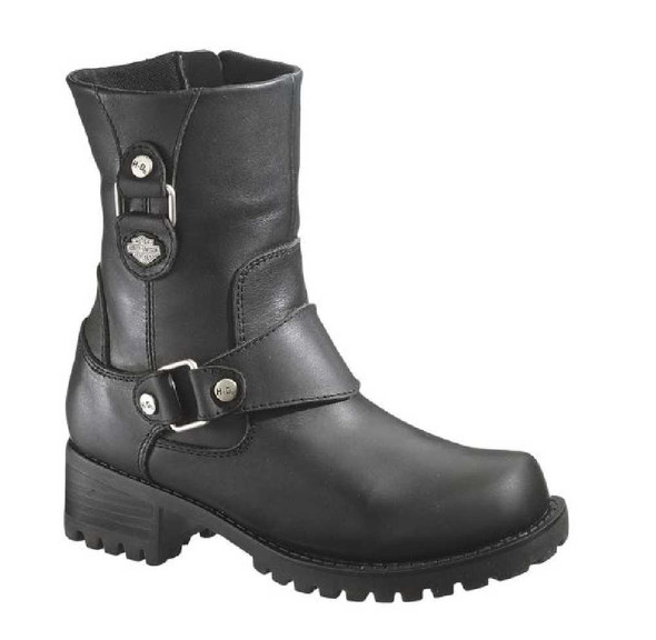 Harley-Davidson Women's Alivia Black Leather 7-Inch Motorcycle Boots D84269 - Wisconsin Harley-Davidson