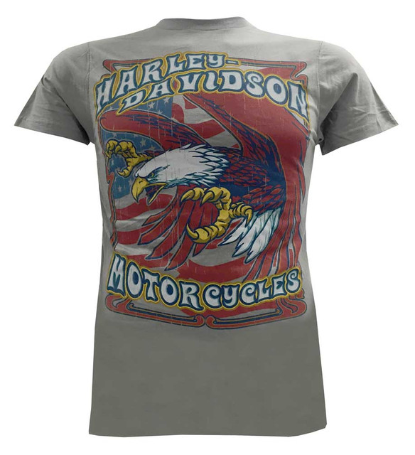 Harley-Davidson Men's T-Shirt, Colorful Eagle Descending Lightweight Tee, Gray - Wisconsin Harley-Davidson