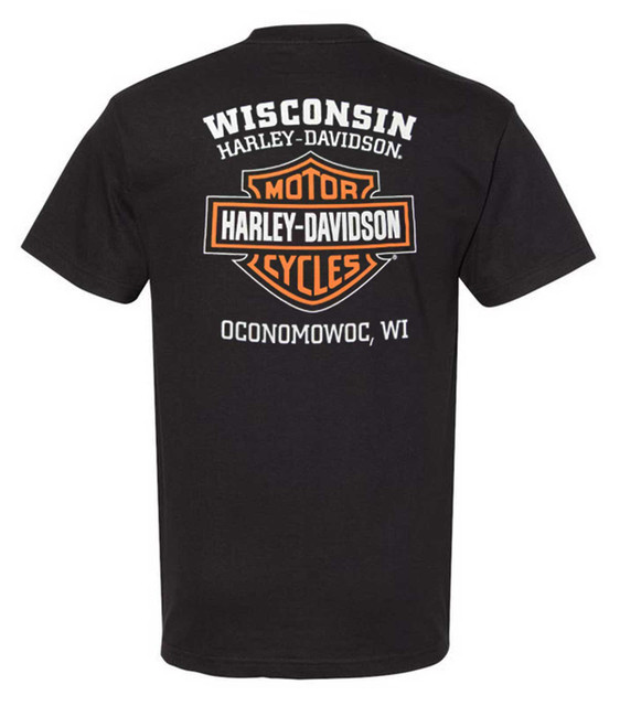 Harley-Davidson® Men's Orange Bar & Shield Black T-Shirt 30290591