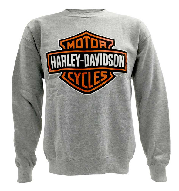 Harley-Davidson Men's Bar & Shield Pullover Crew Neck Sweatshirt, Gray 30296628 - Wisconsin Harley-Davidson
