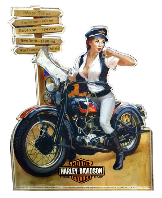 Harley-Davidson Crossroads Pin Up Lady Magnet, Hard Sided, 4 x 3 inches 8003876 - Wisconsin Harley-Davidson
