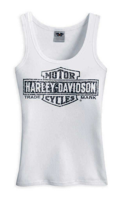 Harley-Davidson Women's Bar & Shield Trademark Logo Tank, White 99100-12VW - Wisconsin Harley-Davidson