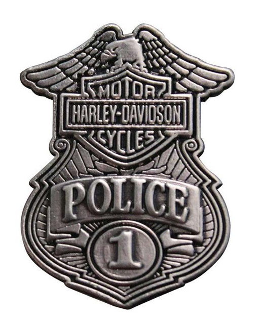Harley-Davidson Police Original Antique Nickel Pin, 1-1/8'' W x 1-1/2'' P1263063 - Wisconsin Harley-Davidson
