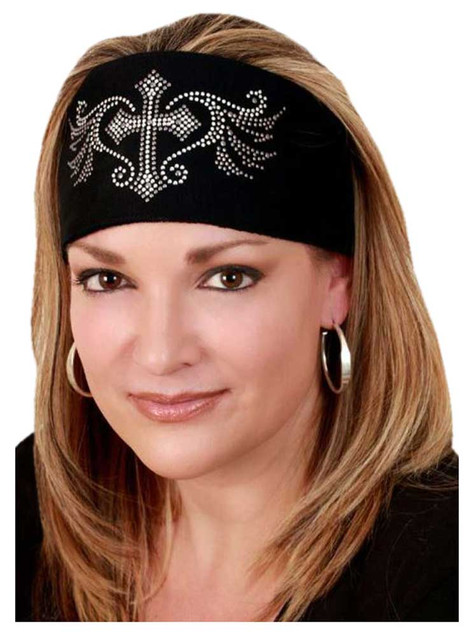 That's A Wrap Embellished Winged Studded Pewter Cross Do Band, Black DB3319 - Wisconsin Harley-Davidson