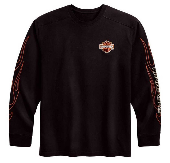 Harley-Davidson Men's Bar & Shield Flames Long Sleeve Tee Black 99042-09VM - Wisconsin Harley-Davidson