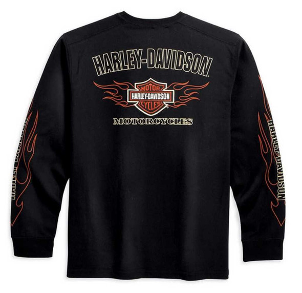 Harley-Davidson® Men's Bar & Shield Flames Long Sleeve Tee Black