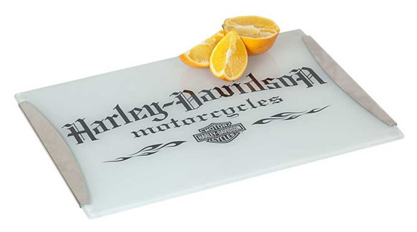 Harley-Davidson Motorcycle Tempered Glass Cutting Board w/ Handles HDL-18504 - Wisconsin Harley-Davidson