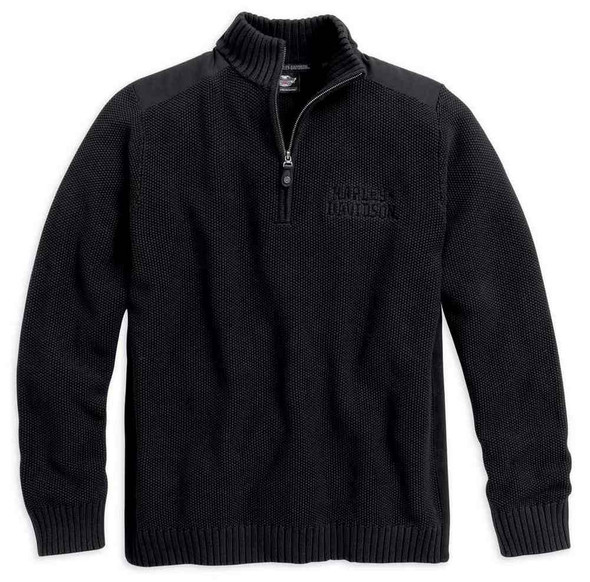 Harley-Davidson Men's Heavyweight Knit Acid Wash Sweater, Black. 96048-16VM - Wisconsin Harley-Davidson