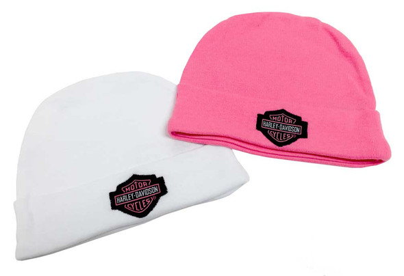 Harley-Davidson Baby Girls' Embroidered B&S Hats, 2PK Gift Set, Pink 3000044 - Wisconsin Harley-Davidson