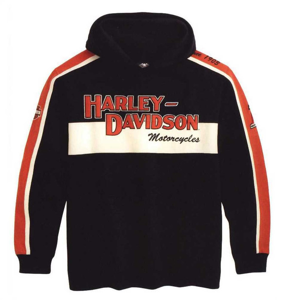 Harley-Davidson® Men's Prestige Hooded Sweatshirt Black & Orange