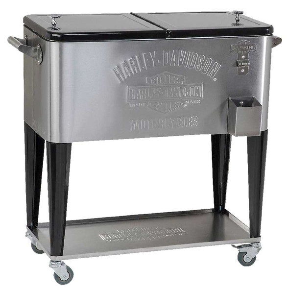 Harley-Davidson Embossed Bar & Shield Stainless Steel Rolling Cooler HDL-10065 - Wisconsin Harley-Davidson