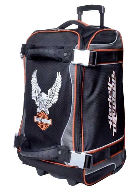 Harley-Davidson 21 Inch Luggage, Up-Wing Eagle Bar & Shield, Silver/Black 99321 - Wisconsin Harley-Davidson