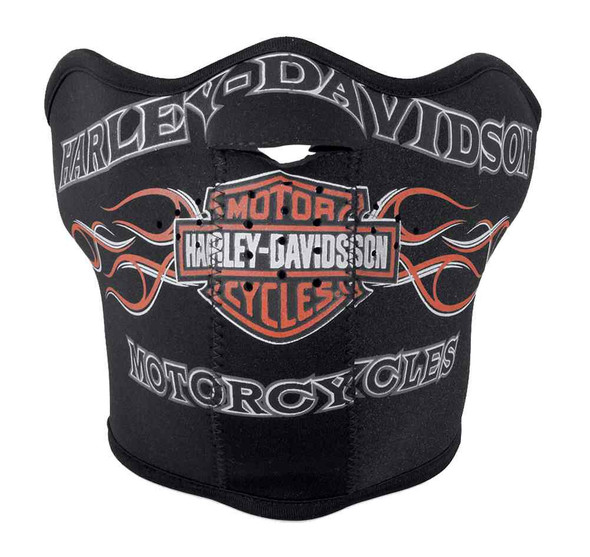 Harley-Davidson Men's Pinstripe Bar & Shield Flames Face Mask, Black 99436-16VM - Wisconsin Harley-Davidson