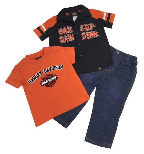 Harley-Davidson Baby Boys' Velvet H-D Denim Pant Set, 3 Piece Set Black 2060488 - Wisconsin Harley-Davidson