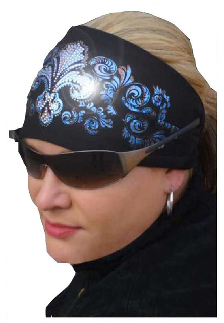 That's A Wrap Women's Biker Foil Bling Fleur-Blue Steel Knotty Head Wrap. KB1631 - Wisconsin Harley-Davidson