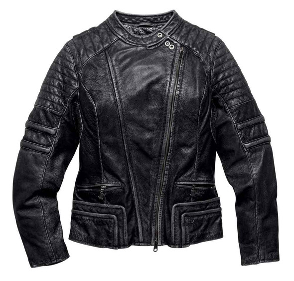 Harley-Davidson® Women's Black Label Core Washed Leather Biker Jacket ...